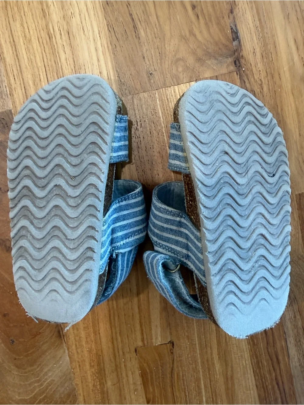 Kids Striped Blue Sandals with Adjustable Straps